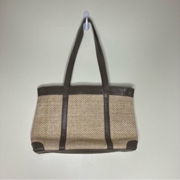 Vintage Handbags - Vintage Contessa leather trim straw shoulder bag purse